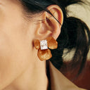 Brown Iris Blossom Earrings
