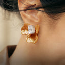 Brown Iris Blossom Earrings