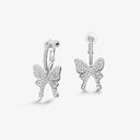 HEFANG White Butterfly Ear Cuffs - No-Pierce 925 Silver Bridal Jewelry with Sparkling Zirconia