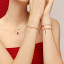 Red String Bracelet - 14K Gold Diamond