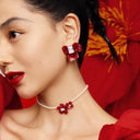 Red Iris Blossom Earrings